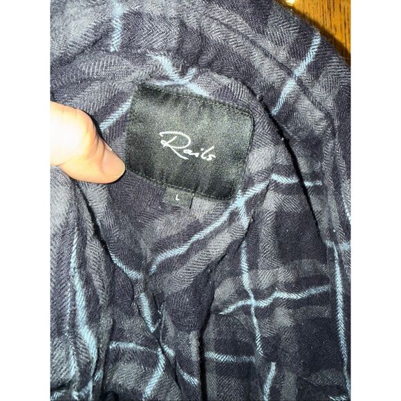 Rails Hunter Grey Midnight Sky Plaid Flannel Long Sleeve Button Up Shirt Large - Picture 4 of 6